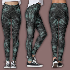 Abstract geometrisch patroon | Zwart en gedempte T Leggings