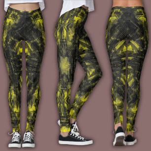 Abstract geometrisch patroon Zwart en geel Leggings
