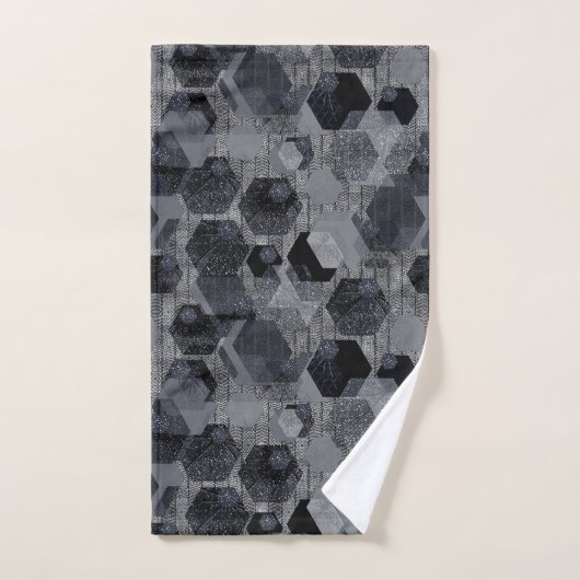 Abstract geometrisch patroon, zwart en grijs. bad handdoek (Handdoek)