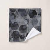 Abstract geometrisch patroon, zwart en grijs. bad handdoek (Wasdoekje)