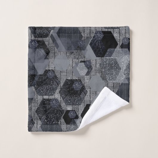 Abstract geometrisch patroon, zwart en grijs. bad handdoek (Wasdoekje)