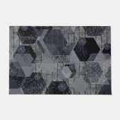 Abstract geometrisch patroon, zwart en grijs. deurmat (Voorkant)