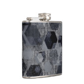 Abstract geometrisch patroon, zwart en grijs. heupfles (Rechts)