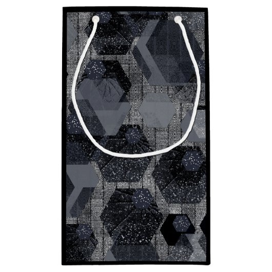 Abstract geometrisch patroon, zwart en grijs. klein cadeauzakje (Achterkant)