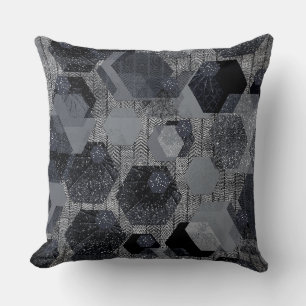 Abstract geometrisch patroon, zwart en grijs. kussen
