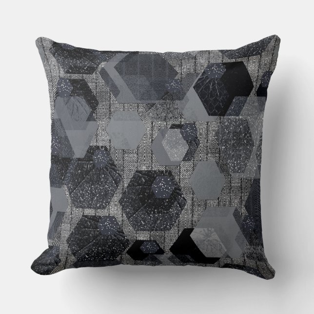 Abstract geometrisch patroon, zwart en grijs. kussen (Voorkant)