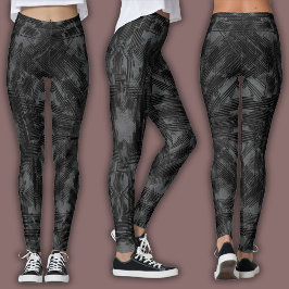 Abstract geometrisch patroon | Zwart en grijs Leggings