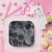 Abstract geometrisch patroon, zwart en grijs. papieren bordje (Feest)