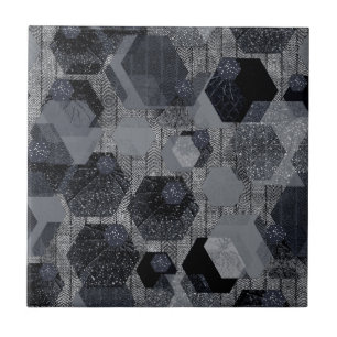 Abstract geometrisch patroon, zwart en grijs. tegeltje