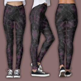 Abstract geometrisch patroon | Zwart en wijn Leggings