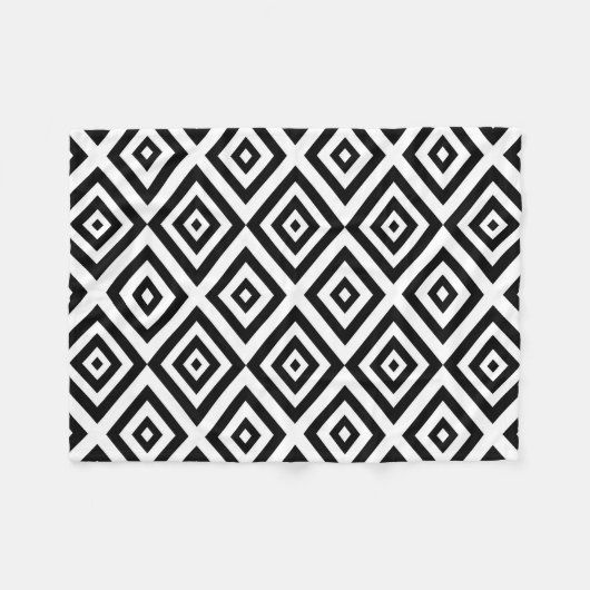 Abstract geometrisch patroon - zwart-wit. fleece deken (Voorkant (Horizontaal))