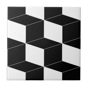 Abstract geometrisch patroon - zwart-wit. tegeltje