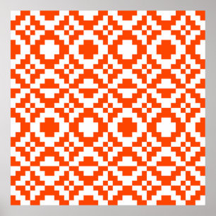 Abstract geometrisch pixelated naadloos patroon. M Poster