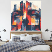 Abstract geometrisch portret canvas afdruk (Insitu (Slaapkamer))