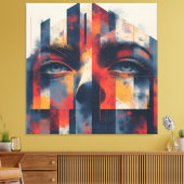 Abstract geometrisch portret canvas afdruk (Insitu (Woonkamer))