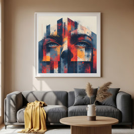 Abstract geometrisch portret poster