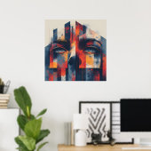 Abstract geometrisch portret poster (Thuiskantoor)