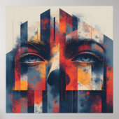 Abstract geometrisch portret poster (Voorkant)