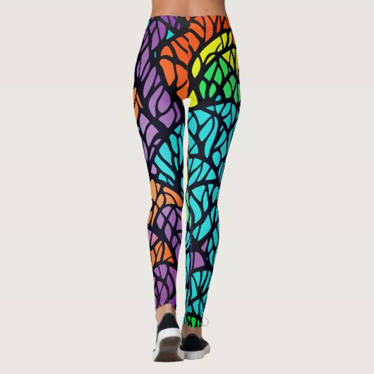 Abstract geometrisch regenboog Glas in lood Leggings (Achterkant)