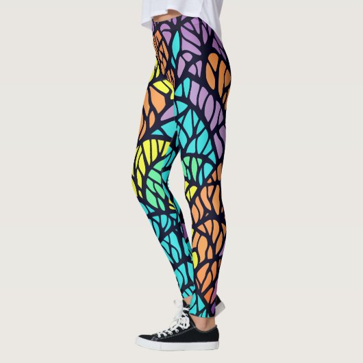 Abstract geometrisch regenboog Glas in lood Leggings (Links)