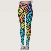 Abstract geometrisch regenboog Glas in lood Leggings (Voorkant)