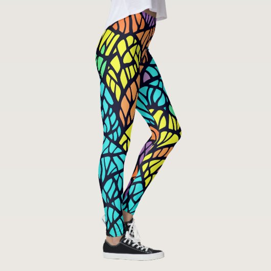 Abstract geometrisch regenboog Glas in lood Leggings (Rechts)