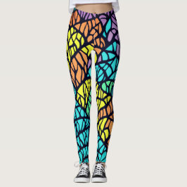Abstract Geometrisch Regenboog Glas-in-Lood Patroo Leggings