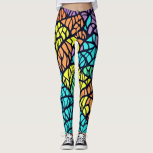 Abstract Geometrisch Regenboog Glas-in-Lood Patroo Leggings