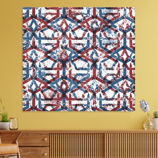 Abstract geometrisch: rood blauw canvas afdruk (Insitu (Woonkamer))