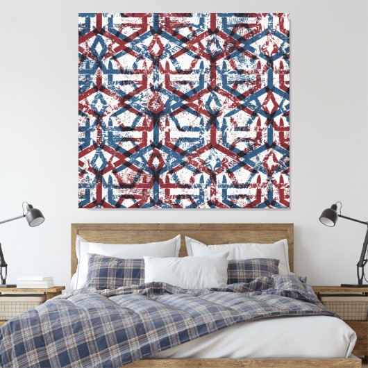 Abstract geometrisch: rood blauw canvas afdruk (Insitu (Slaapkamer))