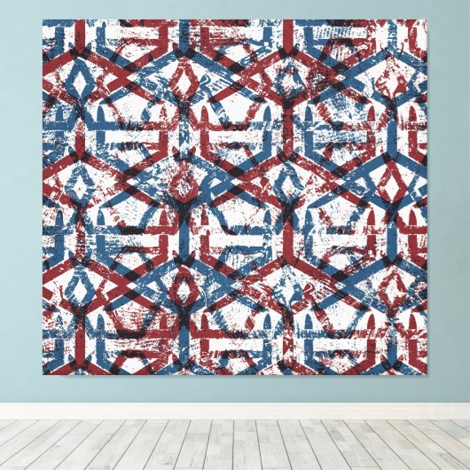 Abstract geometrisch: rood blauw canvas afdruk (Insitu (Houten vloer))