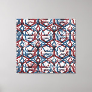 Abstract geometrisch: rood blauw canvas afdruk