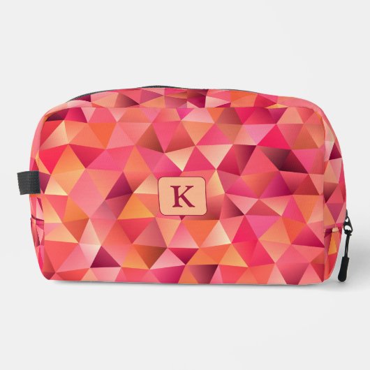 Abstract geometrisch rood Sinaasappel roze monogra Toilettasje (Voorkant)