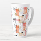 Abstract geometrisch roze Oranje zwart Latte Mok (Rechterhoek)