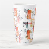 Abstract geometrisch roze Oranje zwart Latte Mok (Voorkant)
