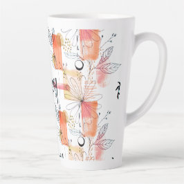 Abstract geometrisch roze Oranje zwart Latte Mok