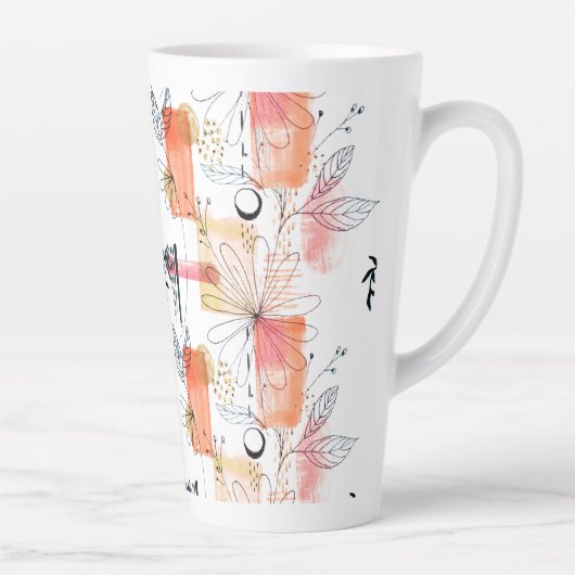 Abstract geometrisch roze Oranje zwart Latte Mok (Rechts)