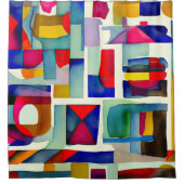 Abstract geometrisch schilderij 1:1 douchegordijn (Voorkant)