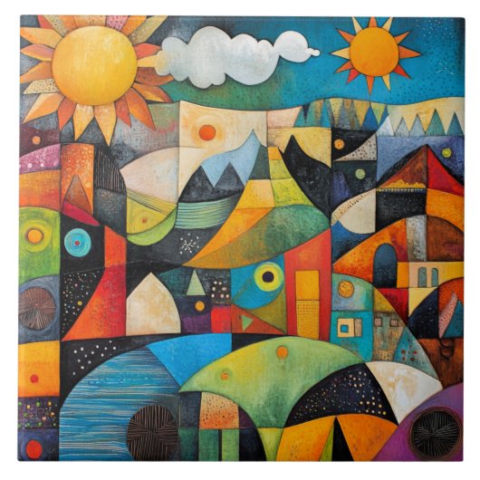 Abstract geometrisch schilderij tegeltje (Voorkant)