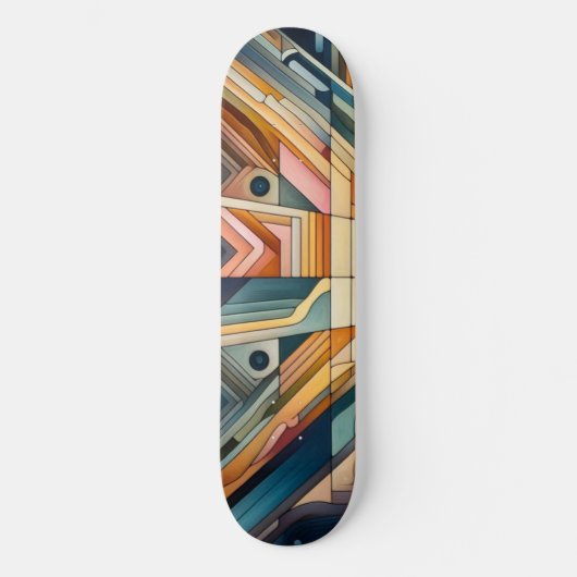 Abstract geometrisch skateboard: vet, kleurrijk persoonlijk skateboard (Voorkant)