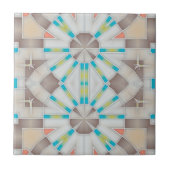 Abstract Geometrisch spiegelbeeld Bruin Beige Blau Tegeltje (Voorkant)