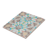 Abstract Geometrisch spiegelbeeld Bruin Beige Blau Tegeltje (Zijkant)