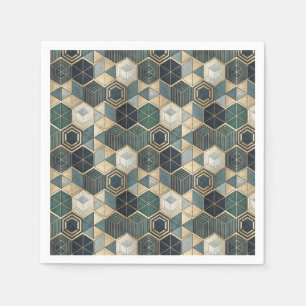 Abstract Geometrisch Teal & Goud Modern Patroon Servet