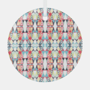 Abstract geometrisch tribale lijnpatroon glas ornament