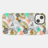 Abstract Geometrisch Tropisch Bladpatroon iPhone Hoesje (Achterkant horizontaal)