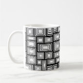 Abstract geometrisch vierkant zwart-witpatroon koffiemok (Links)