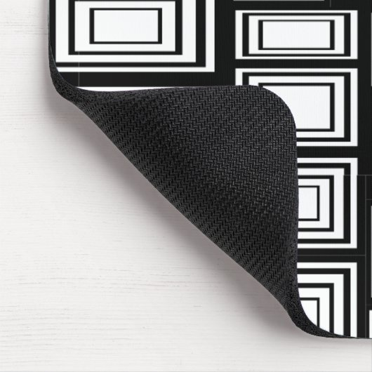 Abstract geometrisch vierkant zwart-witpatroon muismat (Hoek)