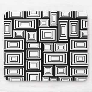 Abstract geometrisch vierkant zwart-witpatroon muismat