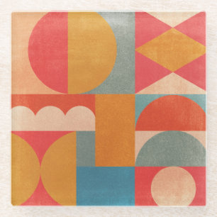 Abstract Geometrisch: Vintage Papierstructuur Glazen Onderzetter