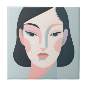 Abstract Geometrisch Vrouwenportret Minimalistisch Tegeltje